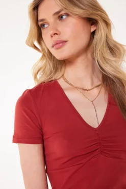 T-shirts & Tops<America Today Basic T-shirt Elly Terra|Offwhite|Black