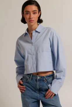 Blouses<America Today Blouse Britney Stripe|Babyblue|White