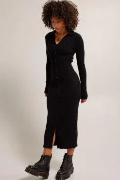 Jurken<America Today Jurk Didi Black|Midgreymelange