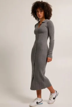 Jurken<America Today Jurk Didi Black|Midgreymelange