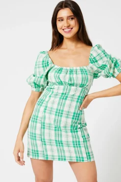 Jurken<America Today Jurk Dora Check|Orange/blue