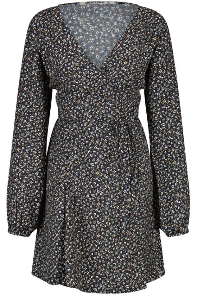 Jurken<America Today Jurk Dove Flowerblack|Orange/blue