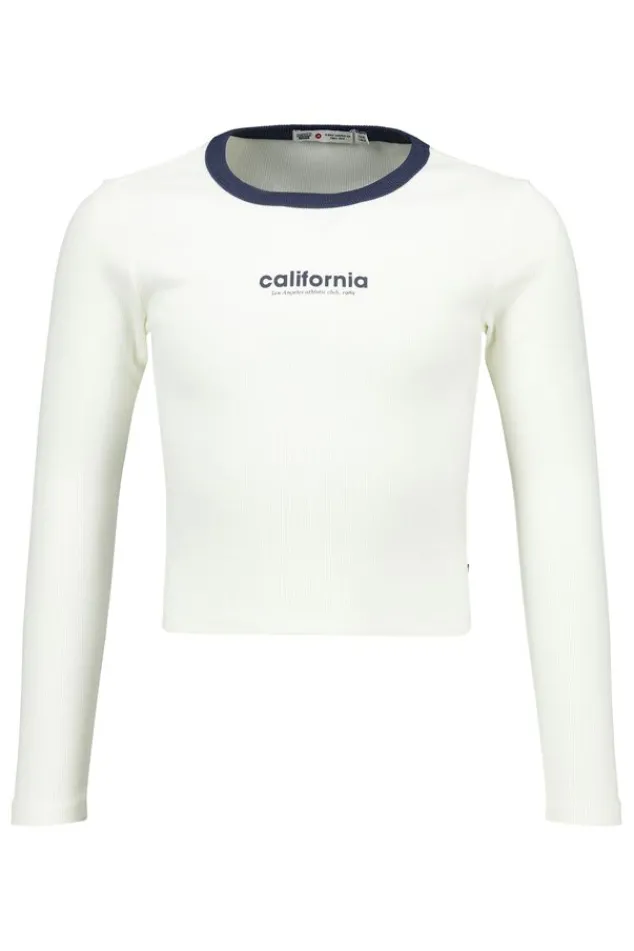 T-shirts &Tops<America Today Longsleeve Lauri JR Lime|Offwhite