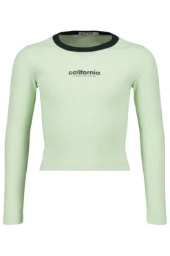 T-shirts &Tops<America Today Longsleeve Lauri JR Lime|Offwhite