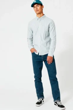 Overhemden<America Today Overhemd Hiller Lightblue|White