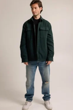 Overhemden<America Today Overshirt Horace Padded Midnightgreen