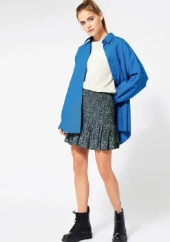 Rokken<America Today Rok met plooien Flower/navy|Darkbrown