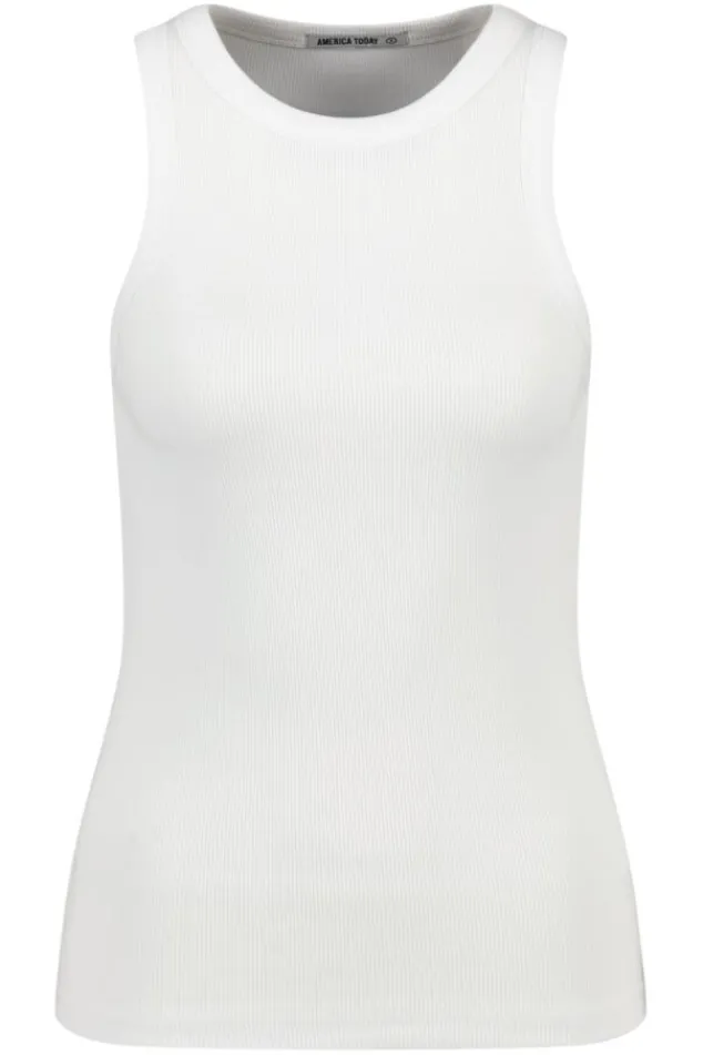 Ondergoed & Lounge|T-shirts & Tops<America Today Singlet Gia Lightgreymelange|White|Lightkhaki