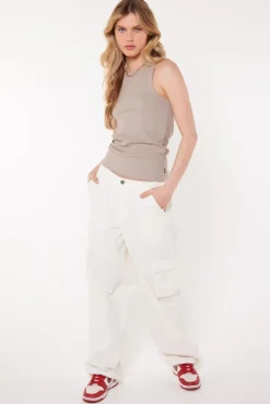 Ondergoed & Lounge|T-shirts & Tops<America Today Singlet Gia Lightgreymelange|White|Lightkhaki