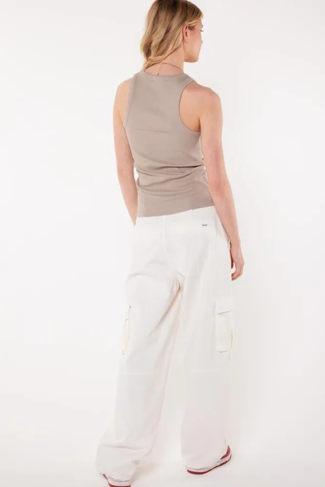 Ondergoed & Lounge|T-shirts & Tops<America Today Singlet Gia Lightgreymelange|White|Lightkhaki