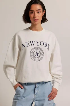 Truien & Vesten|Sweaters & hoodies<America Today Sweater Salom&eacute; Lightgreymelange|Offwhite