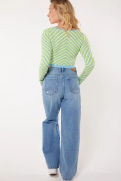 Truien & Vesten<America Today Trui Kenny Multicolour|Lime|Offwhite