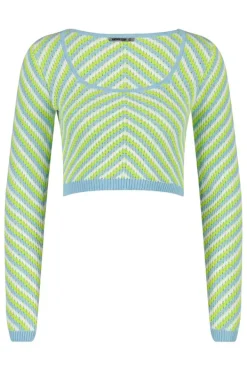Truien & Vesten<America Today Trui Kenny Multicolour|Lime|Offwhite