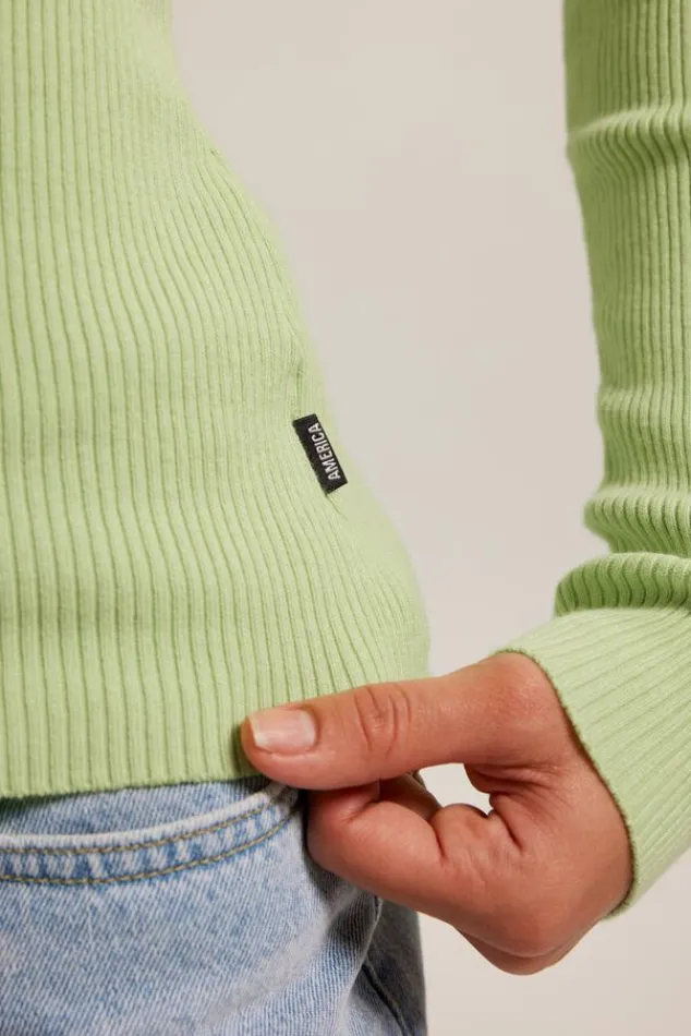 Truien & Vesten<America Today Trui Kim Offwhite|Grey/army|Black|Lime