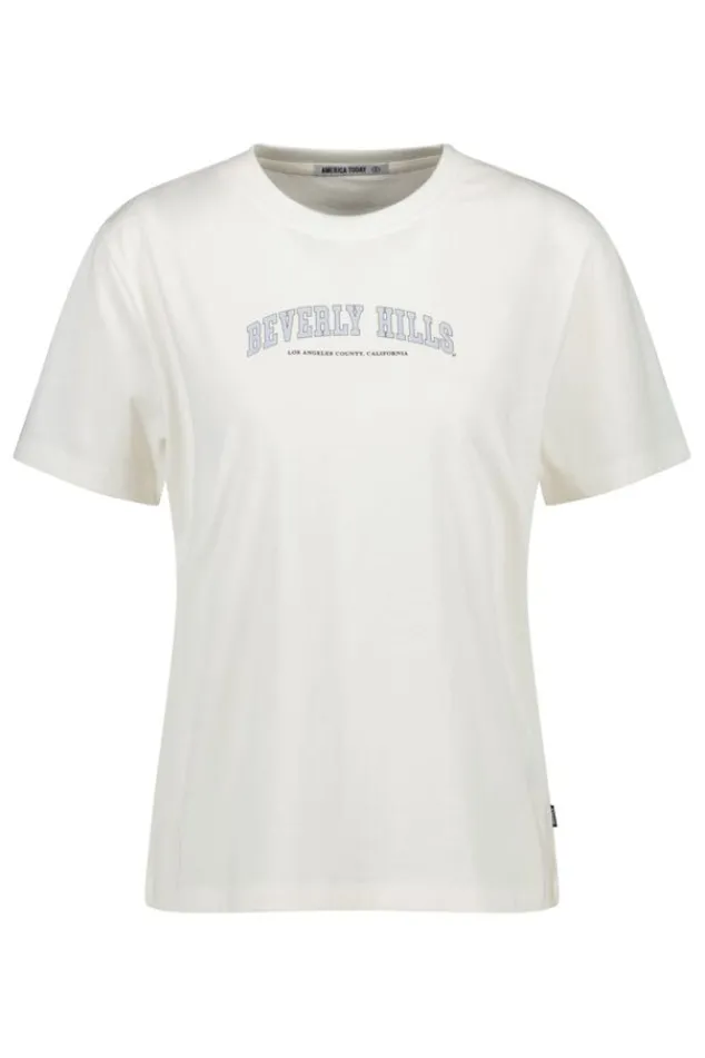 T-shirts & Tops<America Today T-shirt Elaine Washedblack|Offwhite